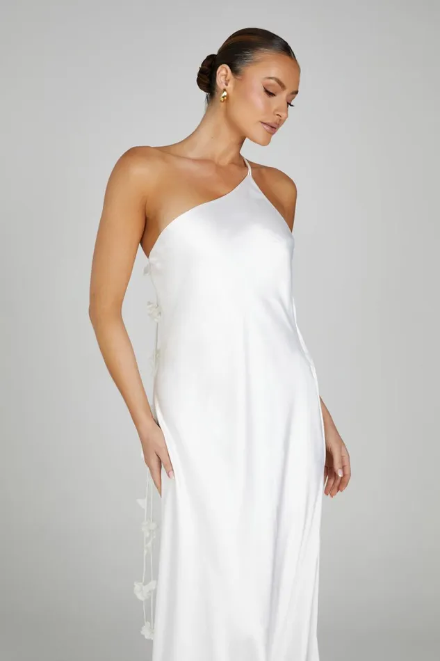 Meshki Maxi Dresses Women Rebecca One Shoulder Rose Maxi Dress 8211 White White