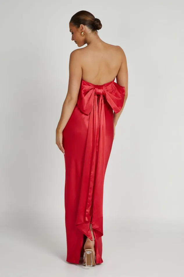 Meshki Maxi Dresses Women Rochelle Bow Back Satin Maxi Dress 8211 Red Red