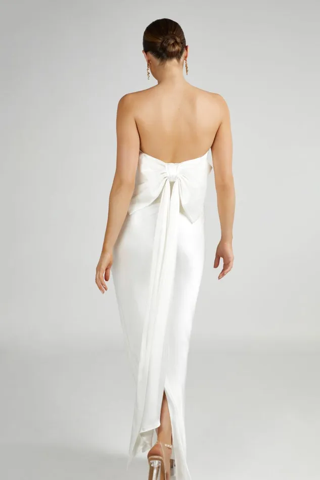 Meshki Maxi Dresses Women Rochelle Bow Back Satin Maxi Dress 8211 White White Meshki Maxi Dresses Women Rochelle Bow Back Satin Maxi Dress 8211 White White