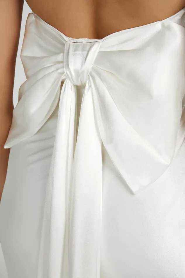 Meshki Maxi Dresses Women Rochelle Bow Back Satin Maxi Dress 8211 White White