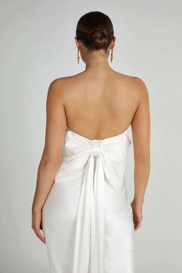 Meshki Maxi Dresses Women Rochelle Bow Back Satin Maxi Dress 8211 White White