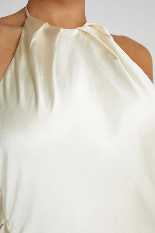 Meshki Maxi Dresses Women Sammy Satin Halter Maxi Dress 8211 Ivory Ivory