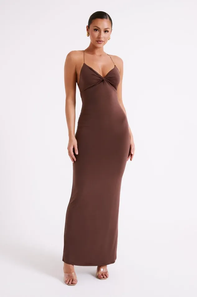 Meshki Maxi Dresses Women Sinead Twist Maxi Dress 8211 Mocha Mocha