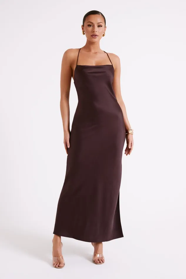 Meshki Maxi Dresses Women Sydney Straight Neck Slip Maxi Dress 8211 Chocolate Chocolate Meshki Maxi Dresses Women Sydney Straight Neck Slip Maxi Dress 8211 Chocolate Chocolate