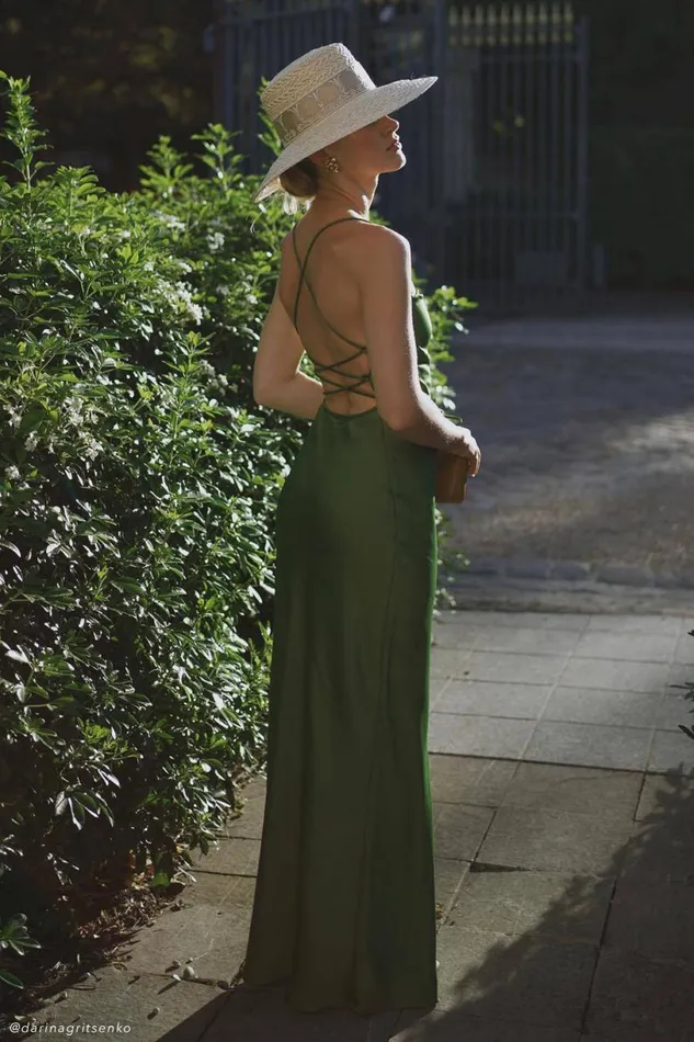 Meshki Maxi Dresses Women Sydney Straight Neck Slip Maxi Dress 8211 Emerald Emerald