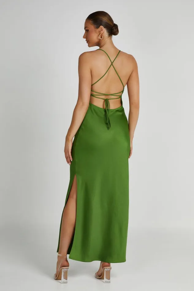 Meshki Maxi Dresses Women Sydney Straight Neck Slip Maxi Dress 8211 Emerald Emerald