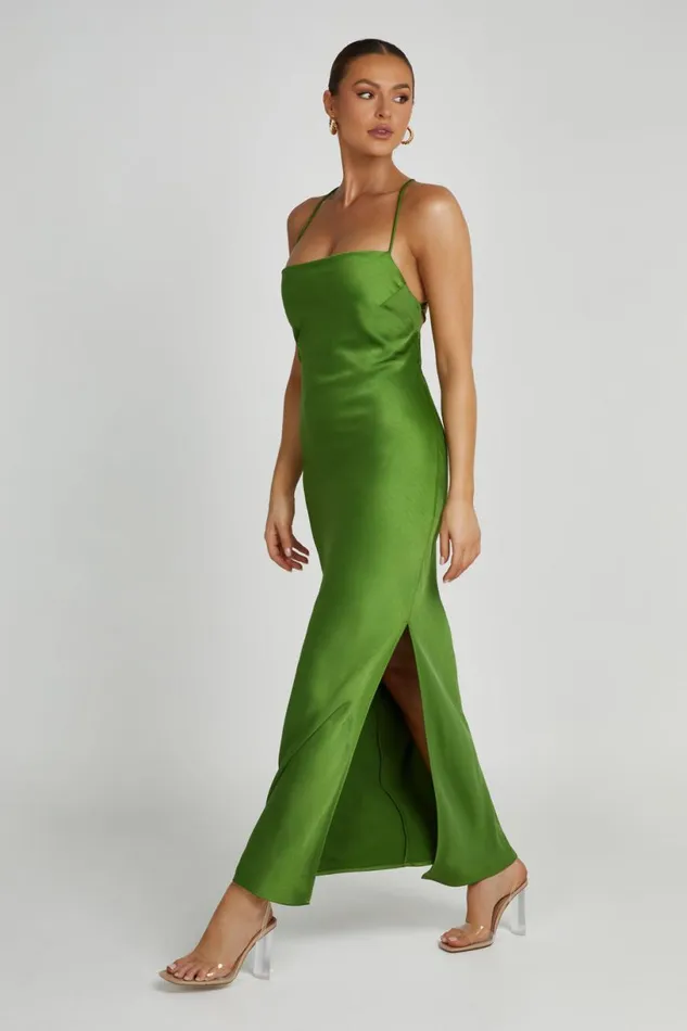 Meshki Maxi Dresses Women Sydney Straight Neck Slip Maxi Dress 8211 Emerald Emerald