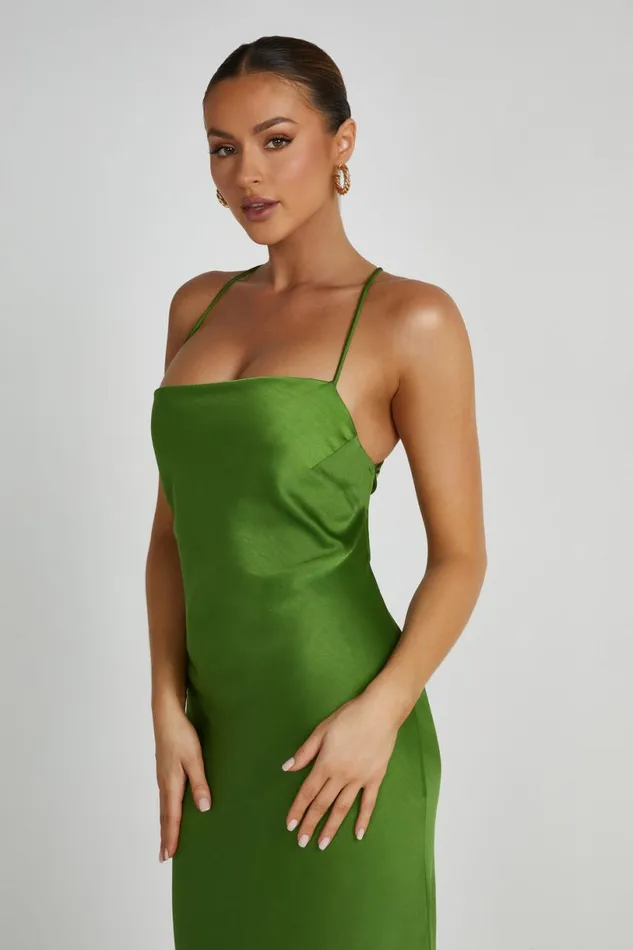 Meshki Maxi Dresses Women Sydney Straight Neck Slip Maxi Dress 8211 Emerald Emerald