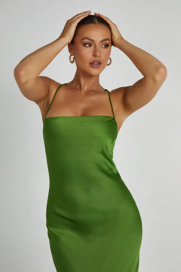 Meshki Maxi Dresses Women Sydney Straight Neck Slip Maxi Dress 8211 Emerald Emerald