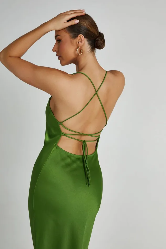 Meshki Maxi Dresses Women Sydney Straight Neck Slip Maxi Dress 8211 Emerald Emerald