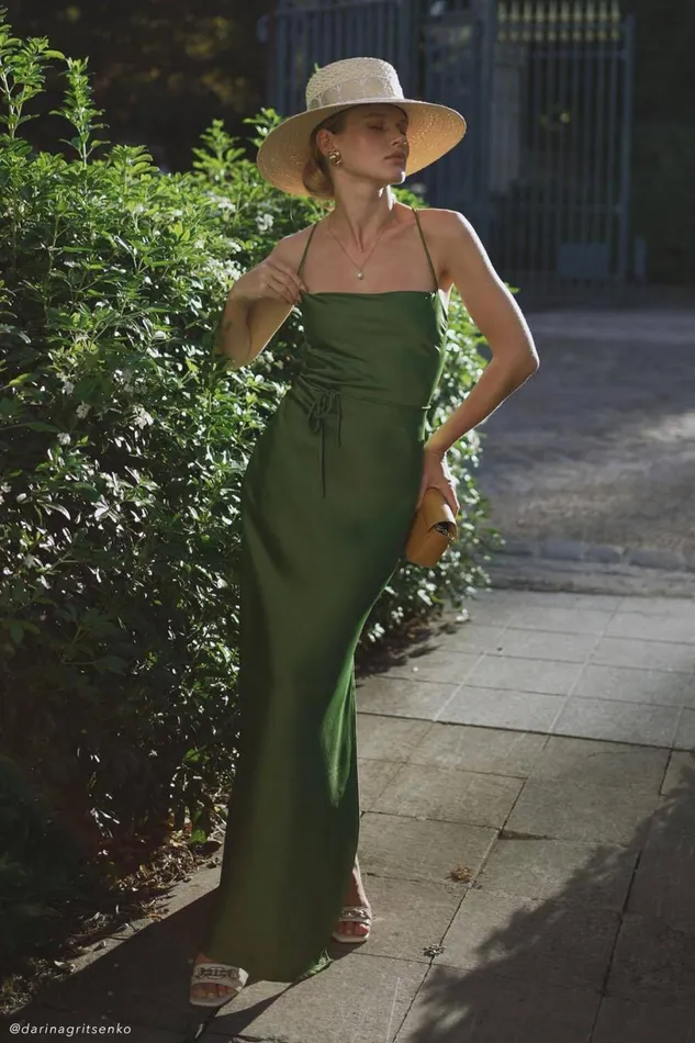Meshki Maxi Dresses Women Sydney Straight Neck Slip Maxi Dress 8211 Emerald Emerald
