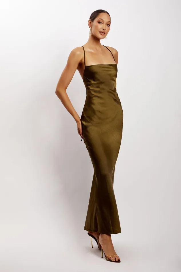 Meshki Maxi Dresses Women Sydney Straight Neck Slip Maxi Dress 8211 Khaki Khaki Meshki Maxi Dresses Women Sydney Straight Neck Slip Maxi Dress 8211 Khaki Khaki
