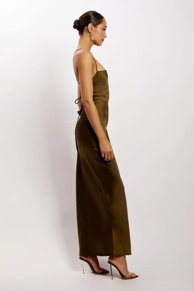 Meshki Maxi Dresses Women Sydney Straight Neck Slip Maxi Dress 8211 Khaki Khaki