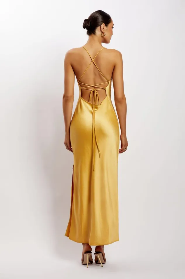 Meshki Maxi Dresses Women Sydney Straight Neck Slip Maxi Dress 8211 Yellow Yellow