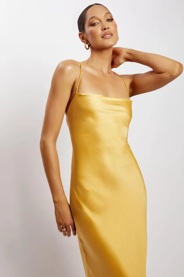 Meshki Maxi Dresses Women Sydney Straight Neck Slip Maxi Dress 8211 Yellow Yellow