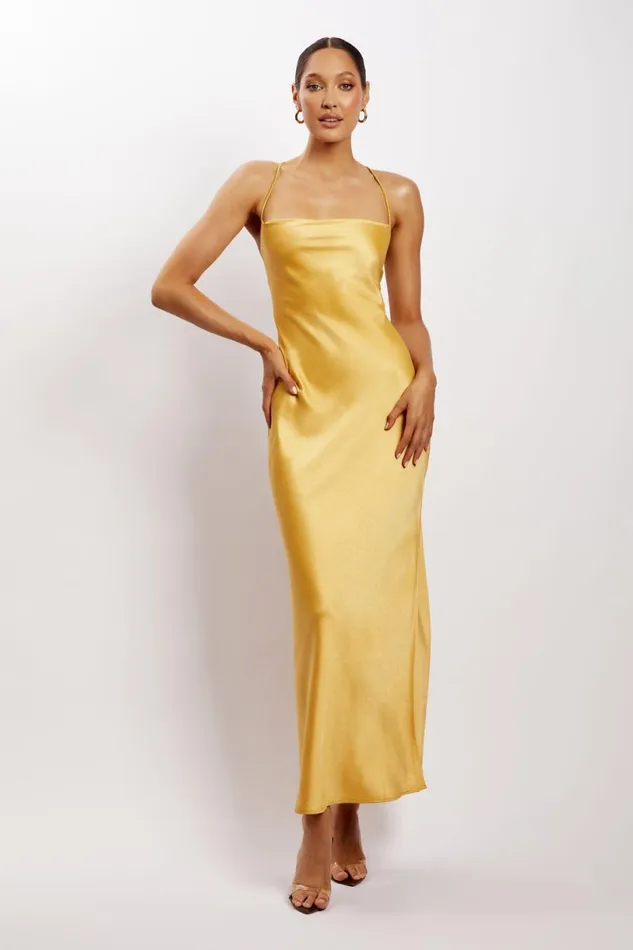 Meshki Maxi Dresses Women Sydney Straight Neck Slip Maxi Dress 8211 Yellow Yellow