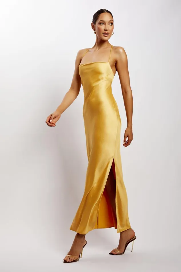 Meshki Maxi Dresses Women Sydney Straight Neck Slip Maxi Dress 8211 Yellow Yellow
