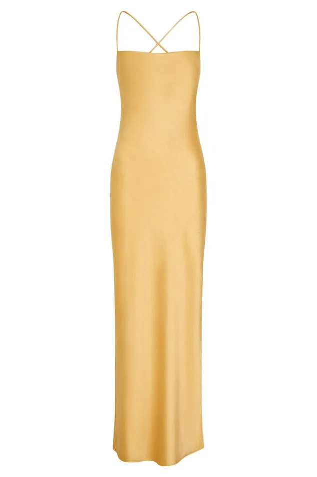 Meshki Maxi Dresses Women Sydney Straight Neck Slip Maxi Dress 8211 Yellow Yellow