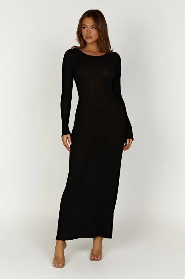 Meshki Maxi Dresses Women Talia Maxi Open Back Knit Dress 8211 Black Black