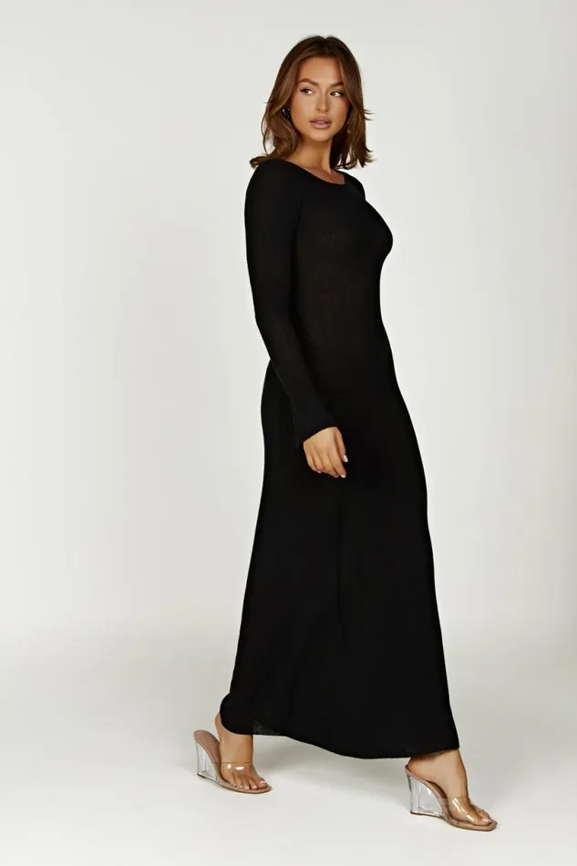 Meshki Maxi Dresses Women Talia Maxi Open Back Knit Dress 8211 Black Black