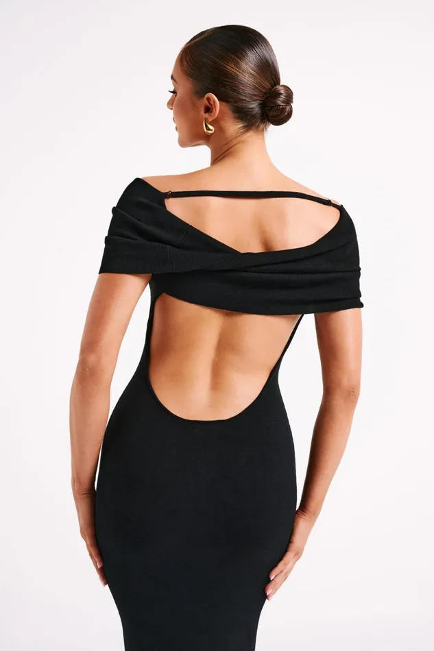 Meshki Maxi Dresses Women Terese Off Shoulder Knit Maxi Dress 8211 Black Black