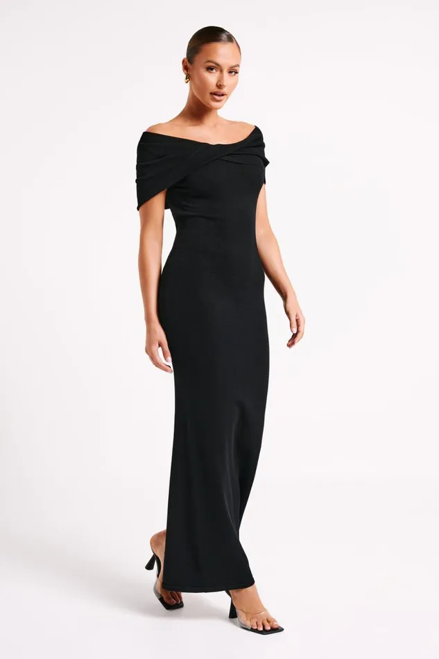 Meshki Maxi Dresses Women Terese Off Shoulder Knit Maxi Dress 8211 Black Black