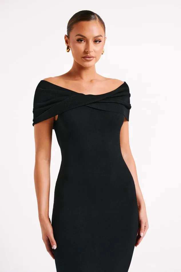 Meshki Maxi Dresses Women Terese Off Shoulder Knit Maxi Dress 8211 Black Black