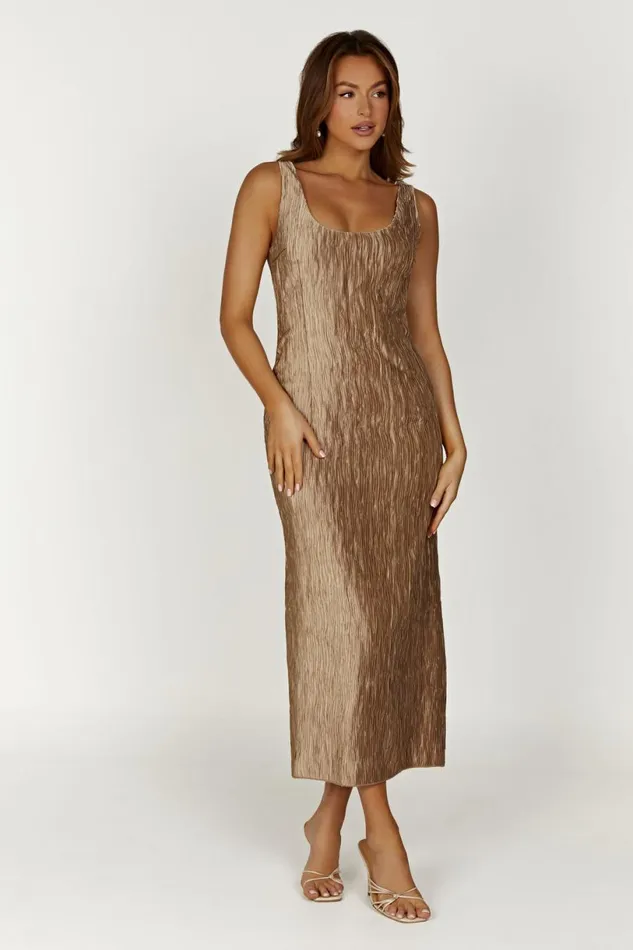 Meshki Maxi Dresses Women Theia Plisse Maxi Dress 8211 Bronze Bronze
