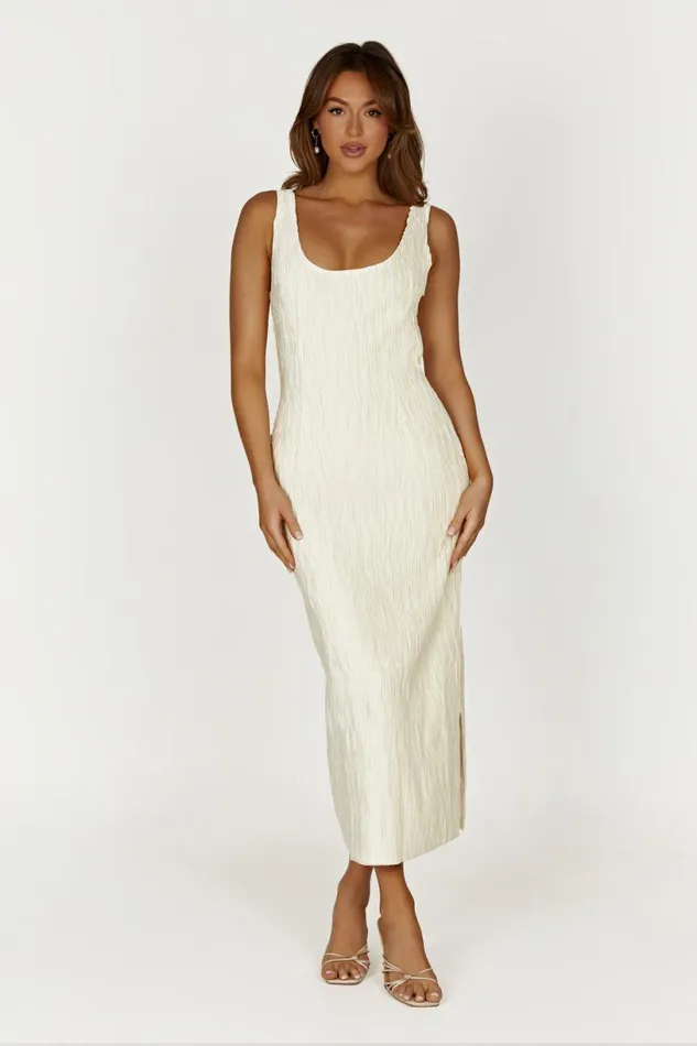 Meshki Maxi Dresses Women Theia Plisse Maxi Dress 8211 Ivory Ivory