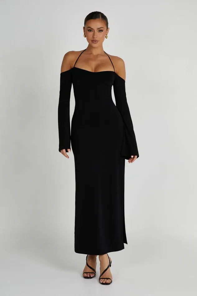 Meshki Maxi Dresses Women Tia Slinky Off Shoulder Maxi Dress 8211 Black Black Meshki Maxi Dresses Women Tia Slinky Off Shoulder Maxi Dress 8211 Black Black