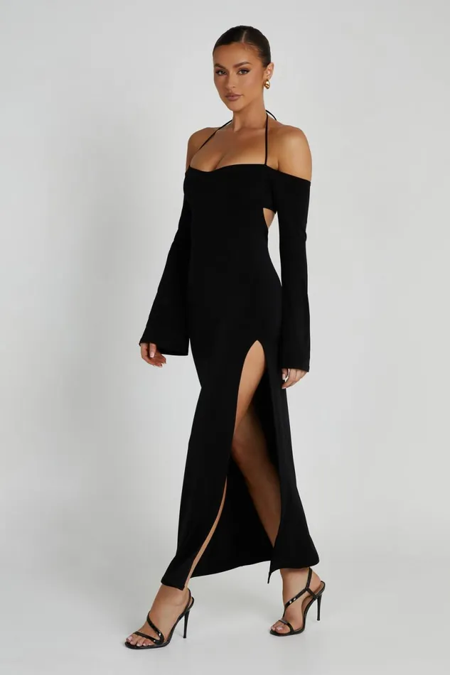 Meshki Maxi Dresses Women Tia Slinky Off Shoulder Maxi Dress 8211 Black Black