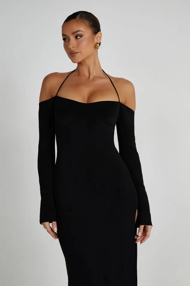 Meshki Maxi Dresses Women Tia Slinky Off Shoulder Maxi Dress 8211 Black Black