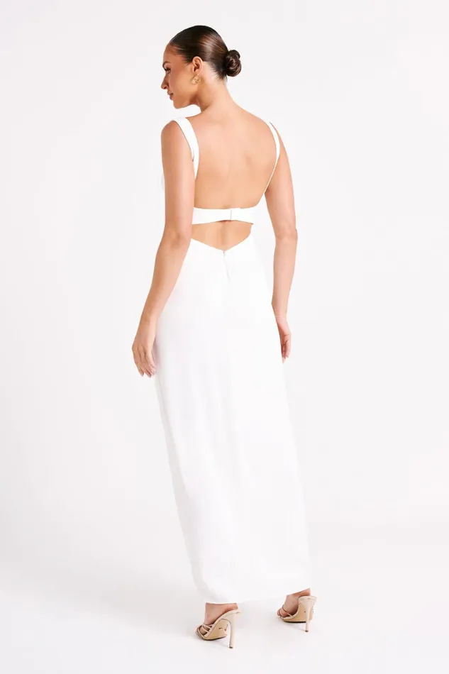 Meshki Maxi Dresses Women Verana Backless Satin Maxi Dress 8211 White White