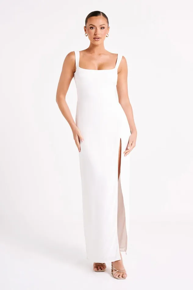 Meshki Maxi Dresses Women Verana Backless Satin Maxi Dress 8211 White White