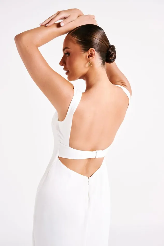 Meshki Maxi Dresses Women Verana Backless Satin Maxi Dress 8211 White White
