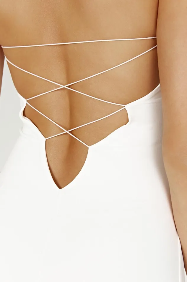 Meshki Maxi Dresses Women Vivian Recycled Nylon Strapless Tie Up Maxi Dress 8211 White White