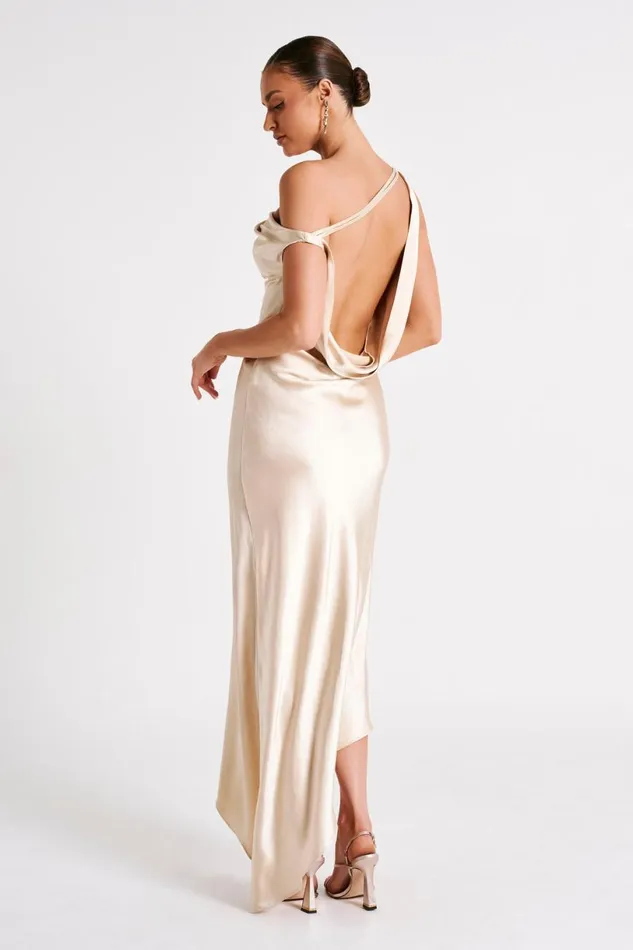 Meshki Maxi Dresses Women Yvette Slip Maxi Dress With Asymmetrical Hem 8211 Gold Gold Meshki Maxi Dresses Women Yvette Slip Maxi Dress With Asymmetrical Hem 8211 Gold Gold