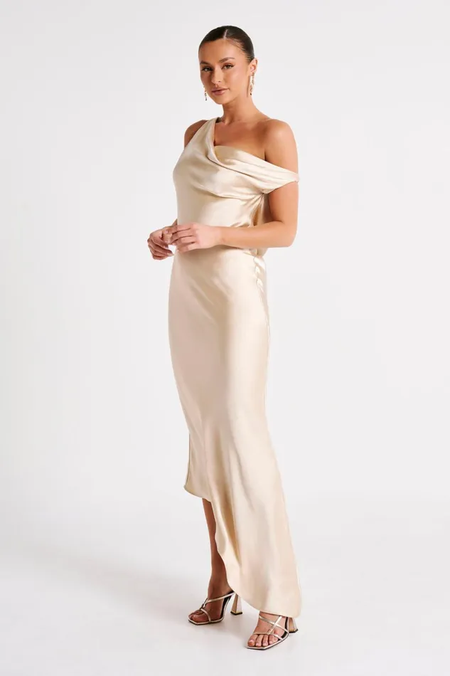 Meshki Maxi Dresses Women Yvette Slip Maxi Dress With Asymmetrical Hem 8211 Gold Gold