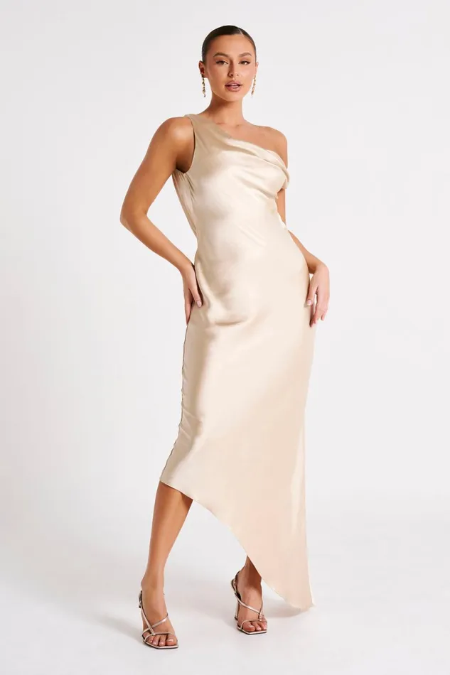 Meshki Maxi Dresses Women Yvette Slip Maxi Dress With Asymmetrical Hem 8211 Gold Gold