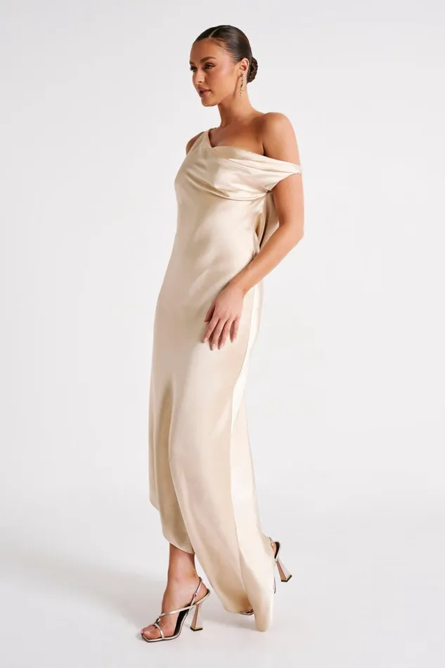 Meshki Maxi Dresses Women Yvette Slip Maxi Dress With Asymmetrical Hem 8211 Gold Gold