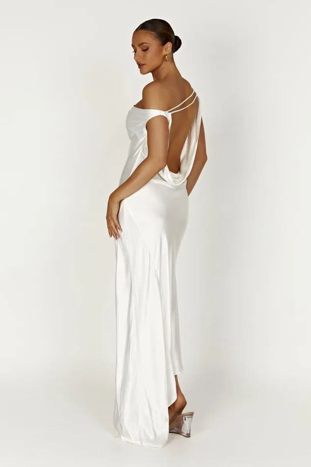 Meshki Maxi Dresses Women Yvette Slip Maxi Dress With Asymmetrical Hem 8211 White White Meshki Maxi Dresses Women Yvette Slip Maxi Dress With Asymmetrical Hem 8211 White White