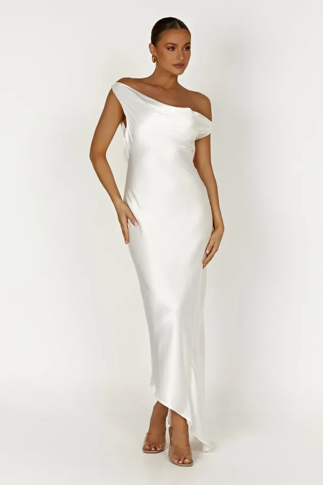 Meshki Maxi Dresses Women Yvette Slip Maxi Dress With Asymmetrical Hem 8211 White White