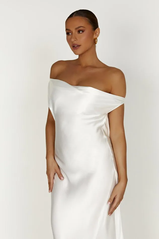 Meshki Maxi Dresses Women Yvette Slip Maxi Dress With Asymmetrical Hem 8211 White White