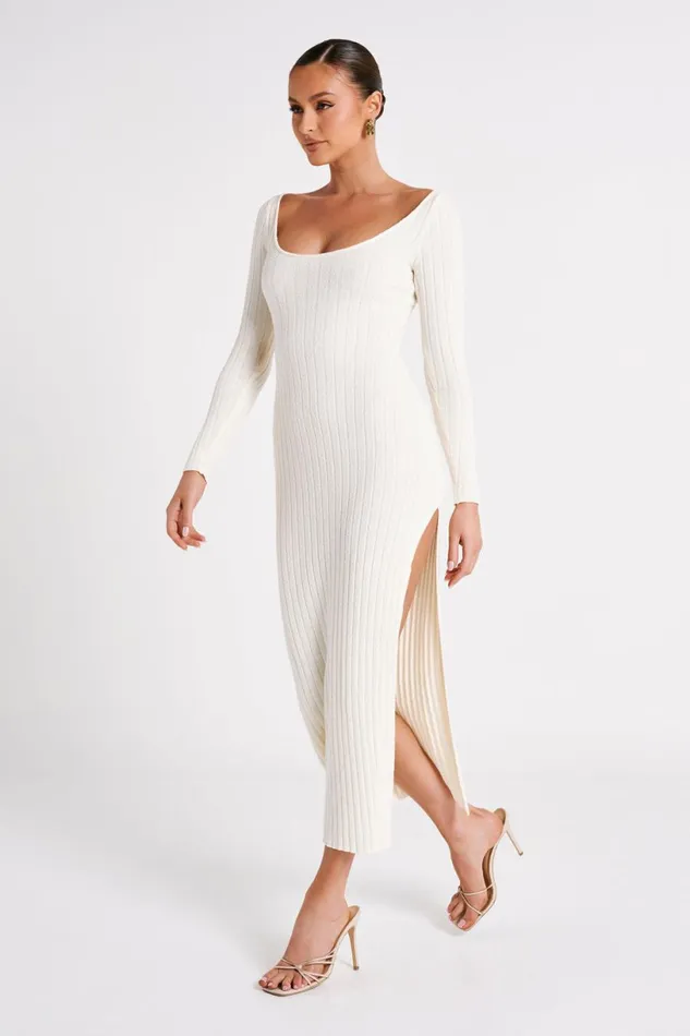 Meshki Maxi Dresses Women Zinnia Knit Maxi Dress With Split 8211 White White