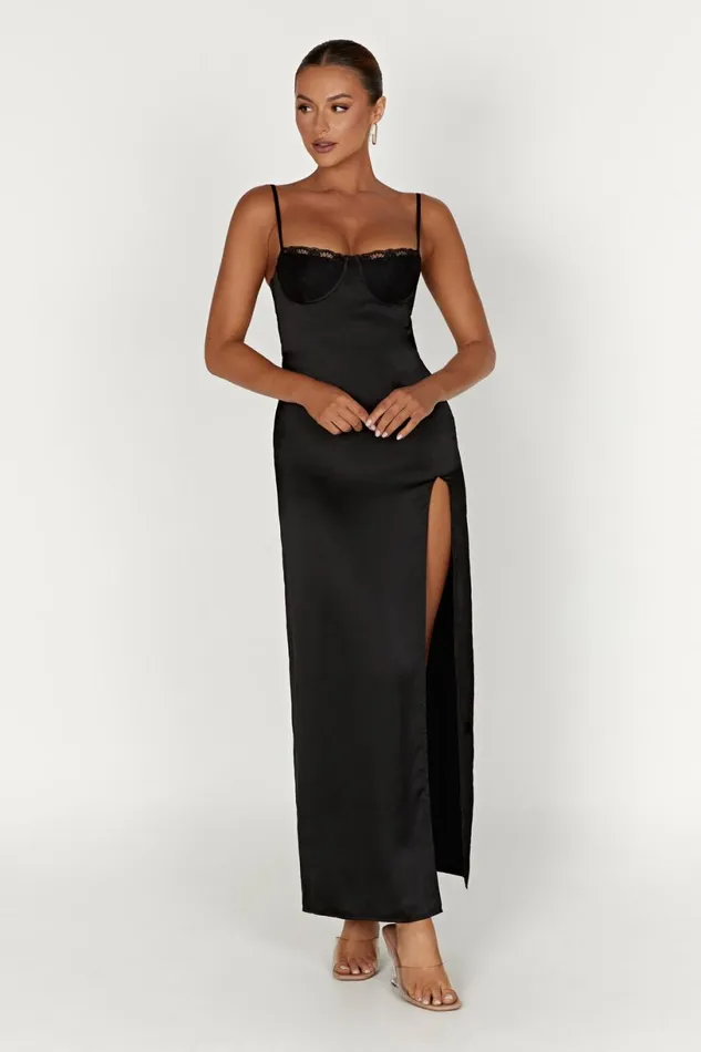 Meshki Maxi Dresses Women Zuleyka Satin Maxi Dress 8211 Black Black