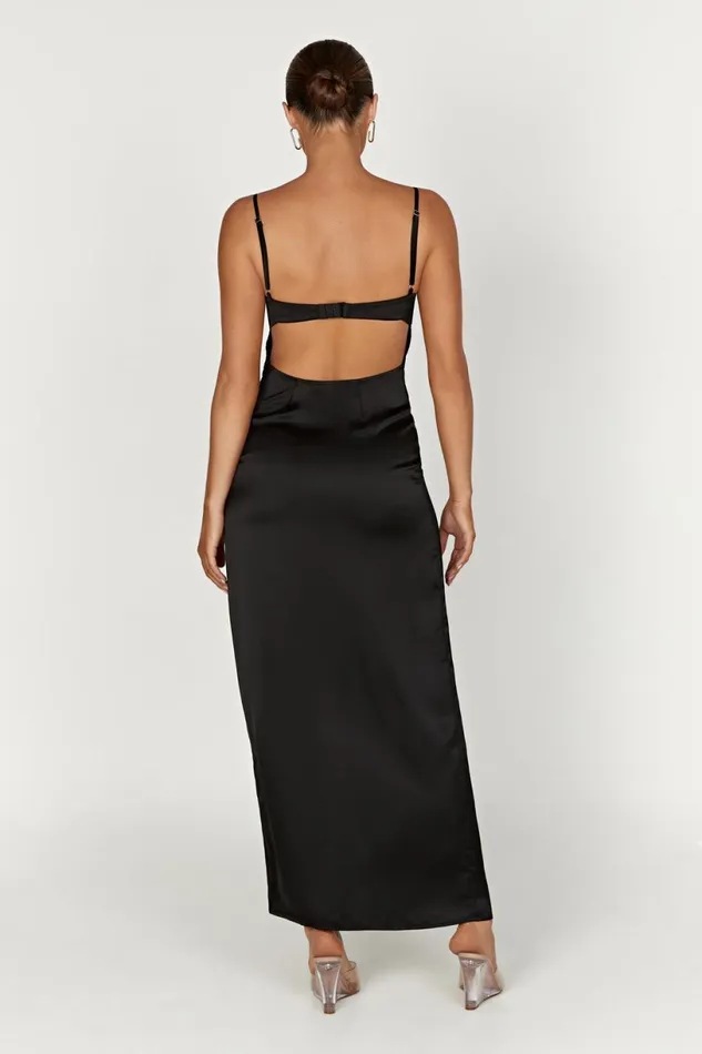 Meshki Maxi Dresses Women Zuleyka Satin Maxi Dress 8211 Black Black