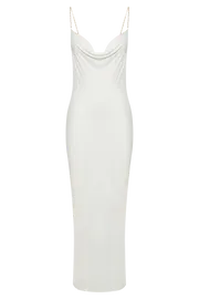 Meshki Midi Dresses Women Adela Cowl Midi Dress With Pearl Trim 8211 White White
