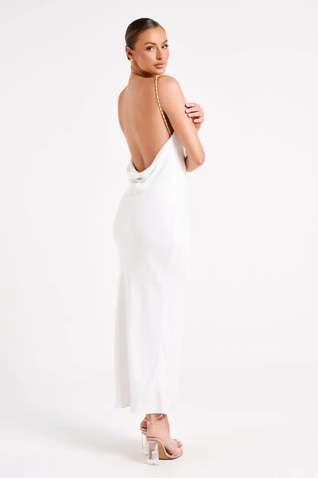 Meshki Midi Dresses Women Adela Cowl Midi Dress With Pearl Trim 8211 White White
