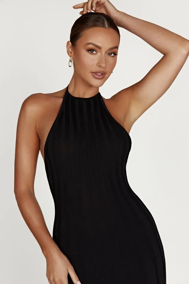 Meshki Midi Dresses Women Adrienne Halter Neck Midi Dress 8211 Black Black