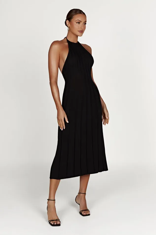 Meshki Midi Dresses Women Adrienne Halter Neck Midi Dress 8211 Black Black